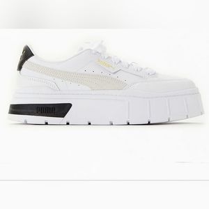 Puma Women's White & Grey Mayze Stacked Sneakers 10.5